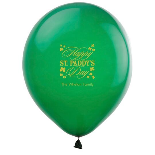 Happy St. Paddy's Day Clover Latex Balloons